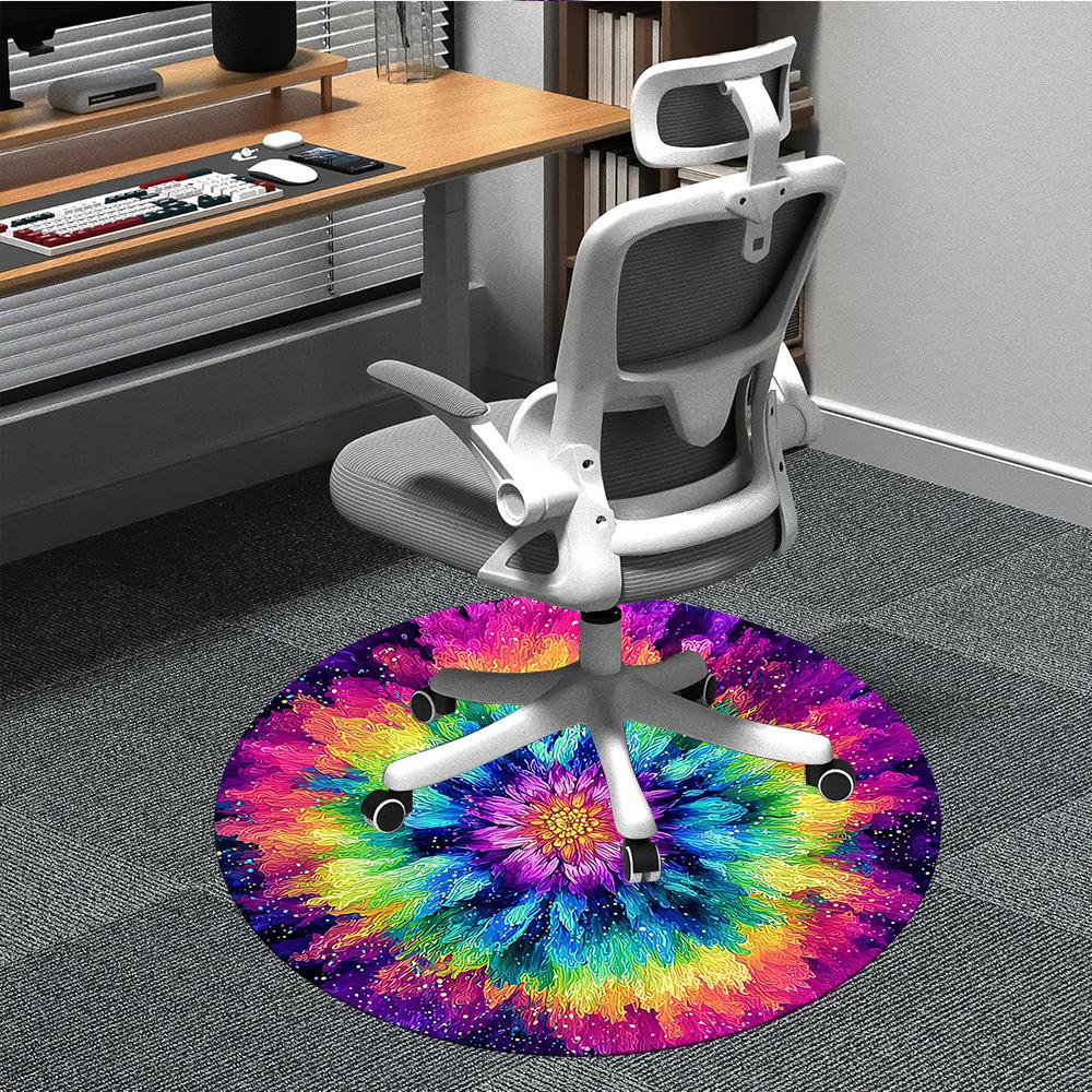 

1pc Tie Dye Pattern Carpet, Round Non Slip Durable Large Size Office Carpet, Suitable for Office 80cm