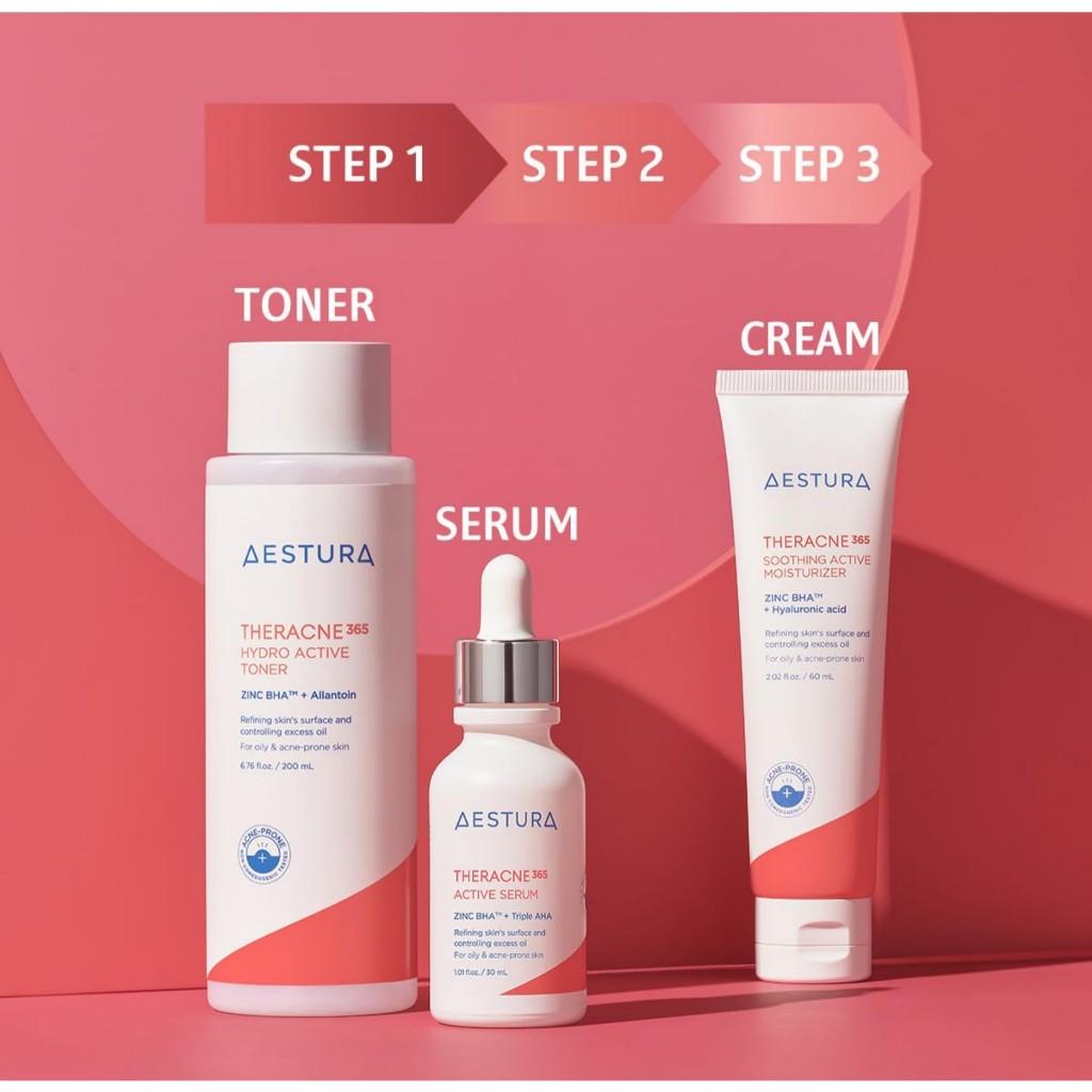 AESTURA THERACNE365 Active Serum, 30mL  | Reduce Excess Oil, Help Minimize the Pores, Soothing Zinc & Sebum-caring BHA, Non-comedogenic