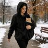 Hands Free Dog Holder Pet Pouch Zip-up Hoodie for Women, Cat Carrying Pocket Hooded Kangaroo Sweatshirt Sweatshirt, Winter Warm Fleece Long
