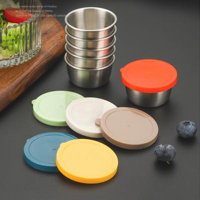 Kolay Açılır Renkli Kapaklı 6 Adet Sos Kabı Sızdırmaz 40ml Salata Sosu Kapları Paslanmaz Çelik Atıştırmalık Kapları