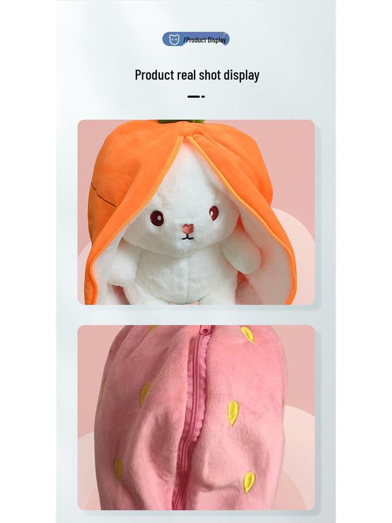 Strawberry Bunny Carrot Doll: Musical Light-Up Toy