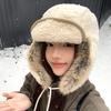 Thickened lamb wool ear protection Lei Feng hat children's winter big head circumference outdoor cold and warm plush ear protection hat