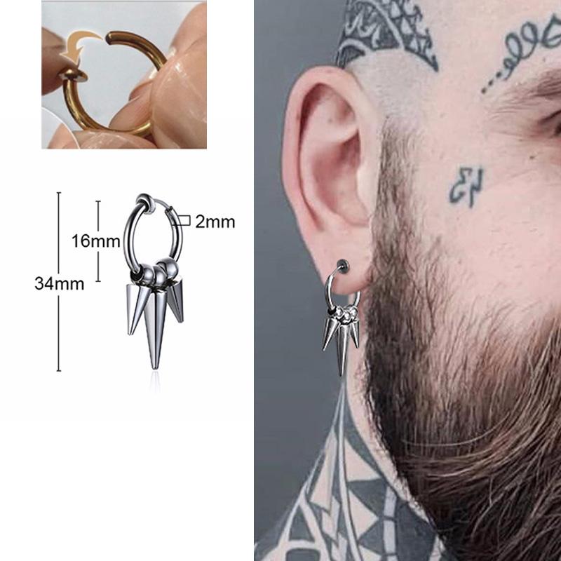 Lightning Bolt Charm Hoop Huggie Copper Color Earrings for Men Stainless Steel Hinge Hoops Lightnings