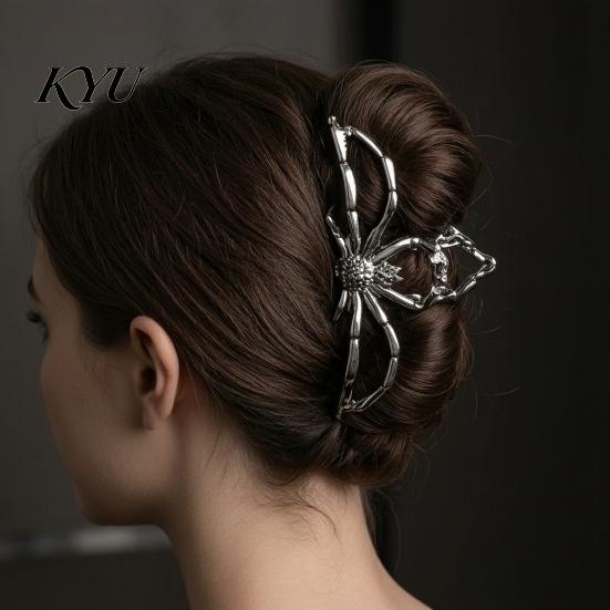 Strong Hold Hair Clips 3Pcs Halloween Claw Clip, Hollow Spider Web Ghost Hand Accessories Non Slip Alloy Clamp, Gothic for Women Metal