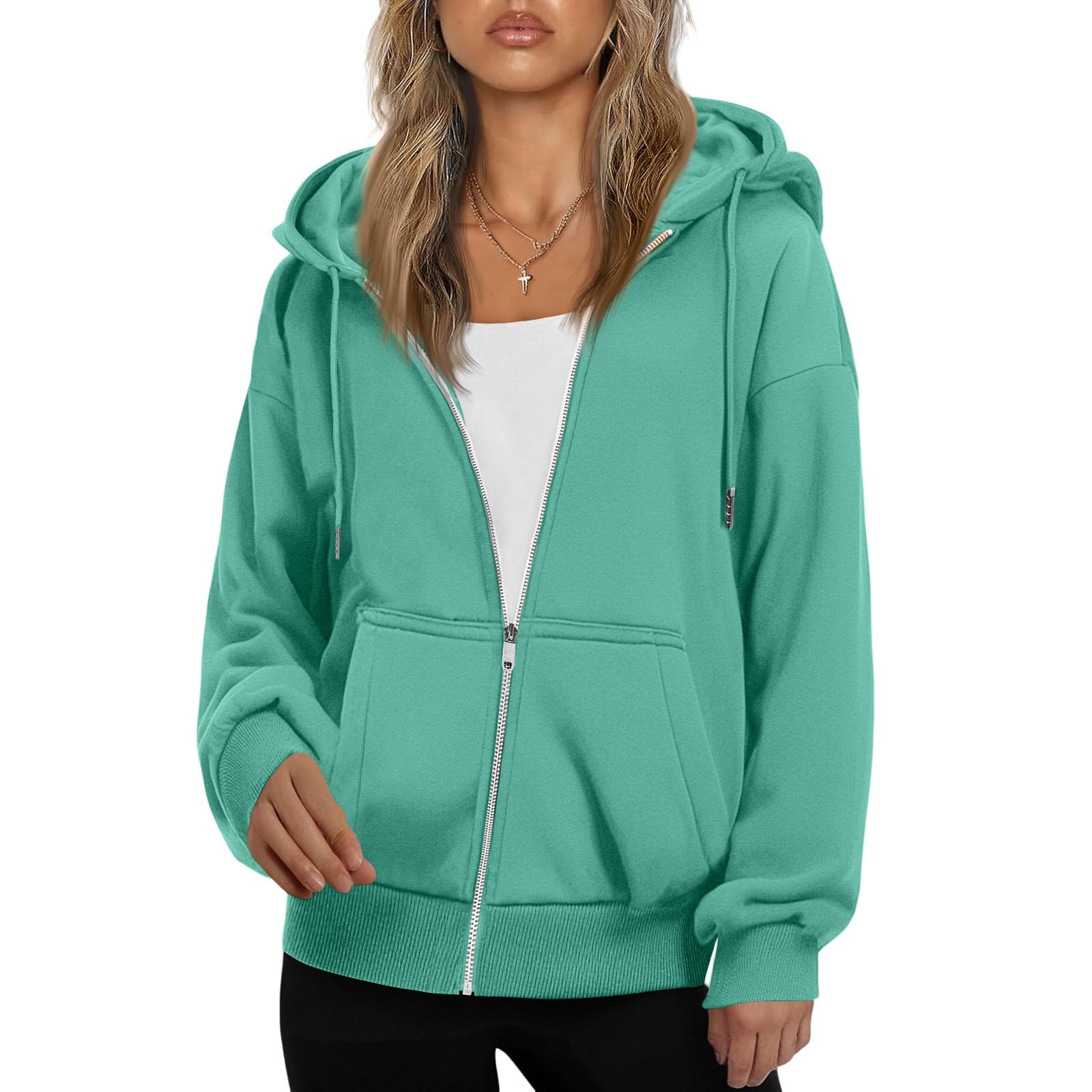 

Женский модный свободный флисовый кардиган с капюшоном и молнией