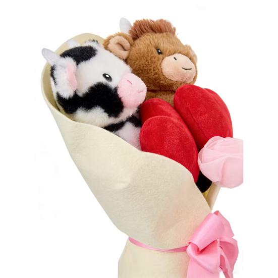 Valentine's Day Plush Toy Bouquet Cute Stuffed Animal with Flower Arrangement Gift for Girlfriend Wife Birthday Anniversary Festive Supplies