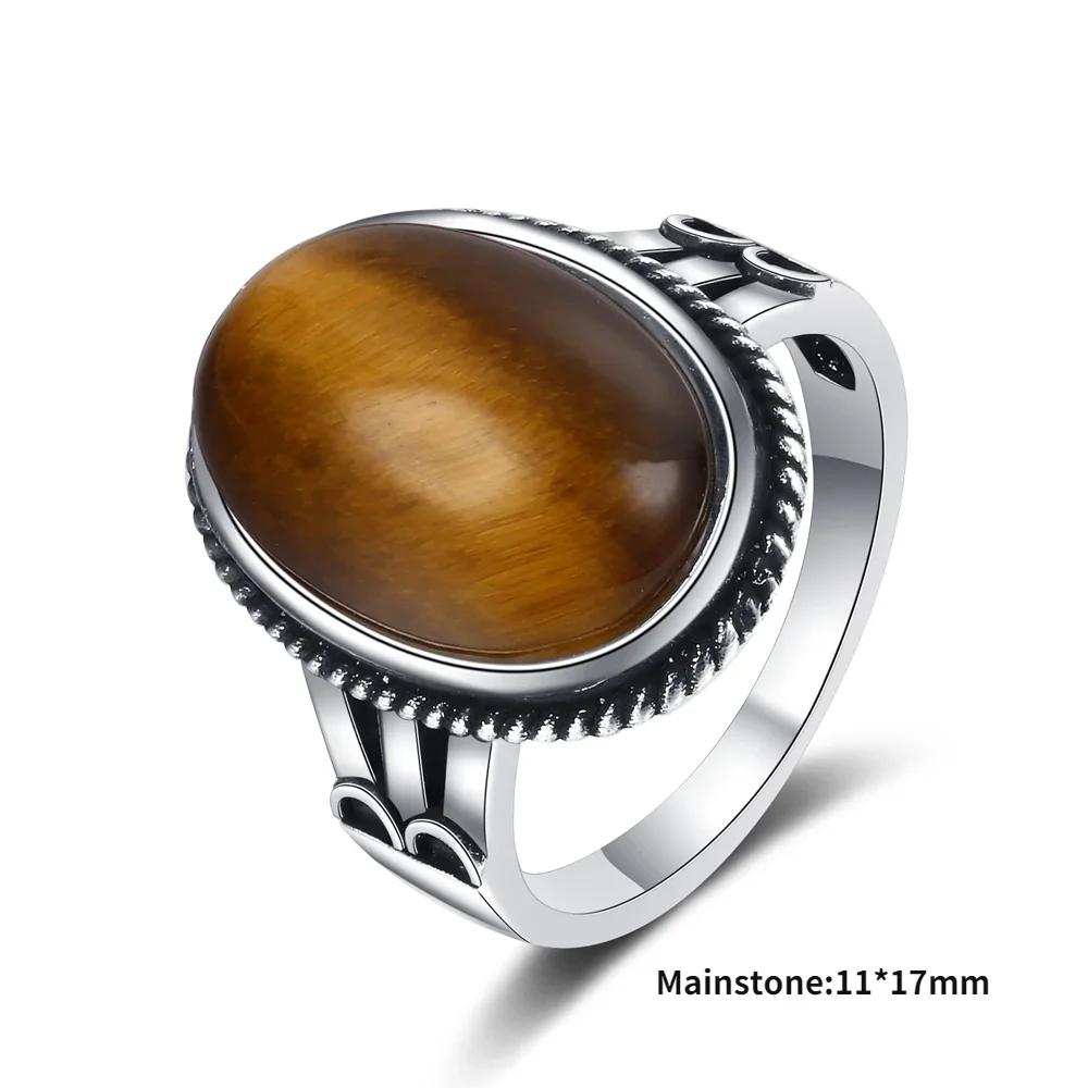 High Quality Natural Tiger Eye Rings S Silver  Ring for Women Gifts Vintage Fine Wedding Party Ring Wholesale