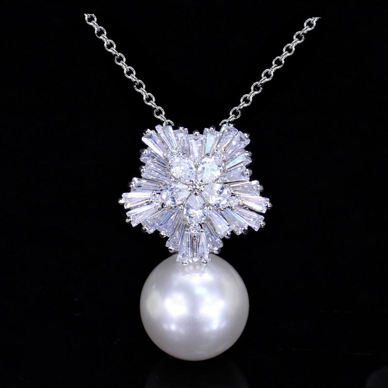 

WWJ Качество Цирконий Снежный Цветок Красные Ожерелья Подвески Рождественские Подарки белый