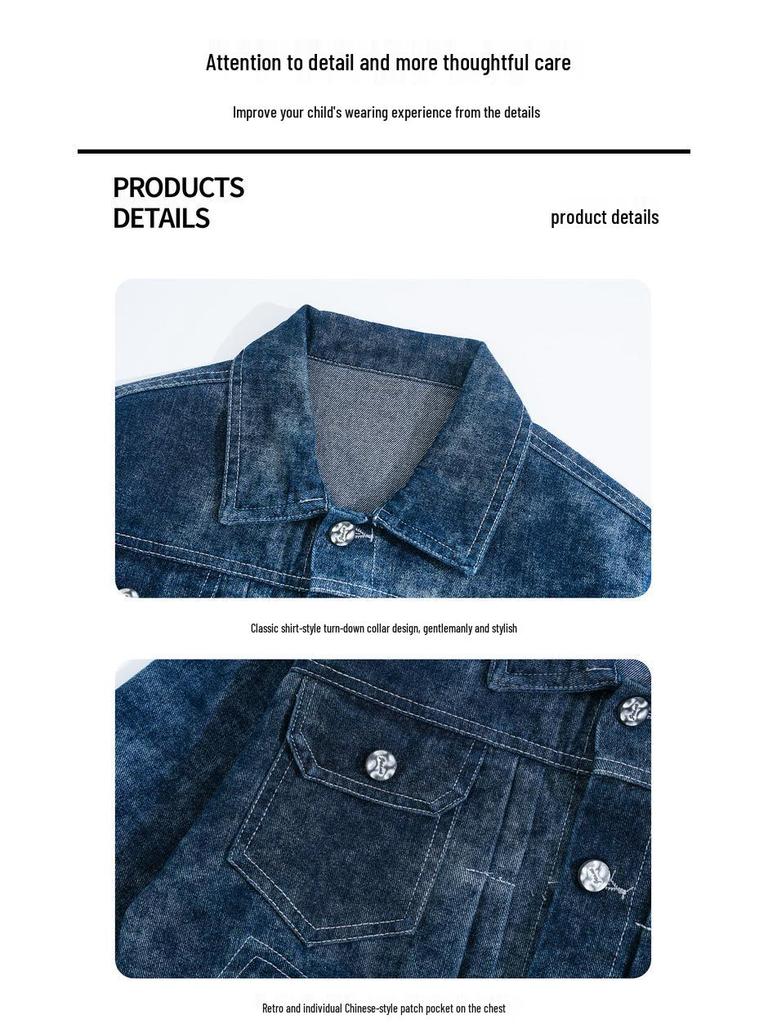 Boys' 2025 Cool & Stylish Denim Two-Piece Set: Trendy Autumn Streetwear for Kids