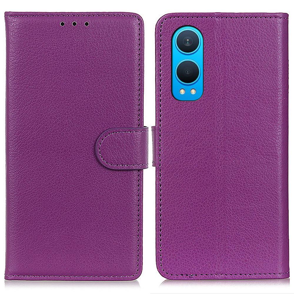 

For OnePlus Nord CE4 Lite 5G/Oppo K12x 5G (China) Case Litchi Texture Leather Wallet Phone Cover Purple