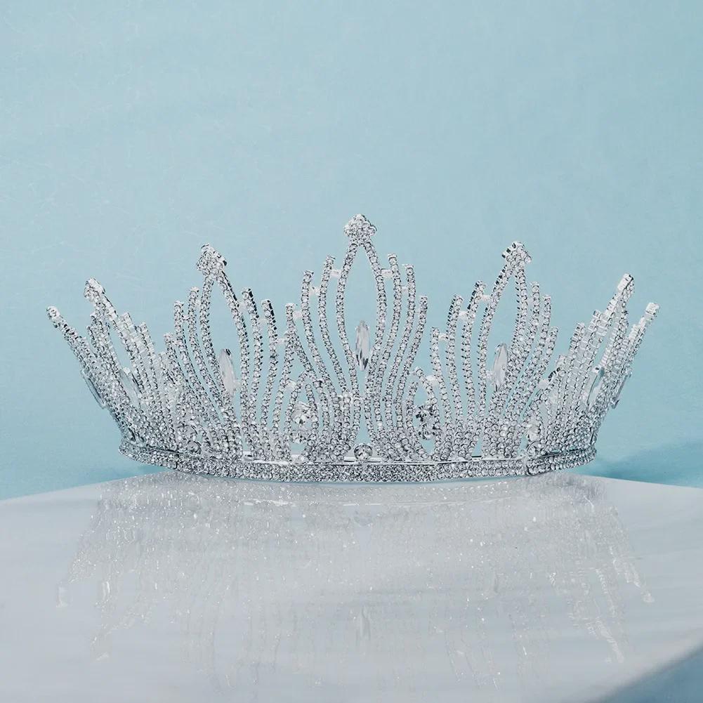 European & American Bridal Rhinestone Tiara - Miss World Pageant Princess Crown