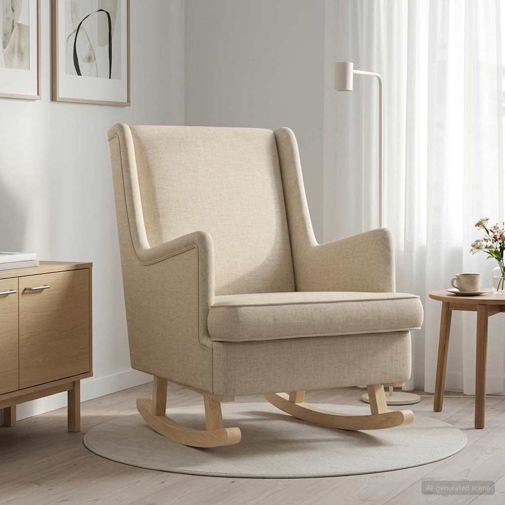 Cream Rocking Chair 62 x 80 x 85 cm Fabric