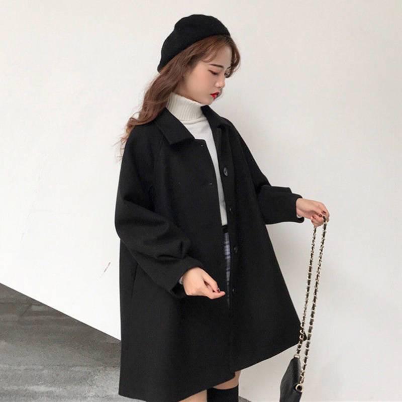 Women's Mid-Length Woolen Shirt Jacket - Autumn/Winter Korean Style, Loose Fit, Petite Versatile Coat