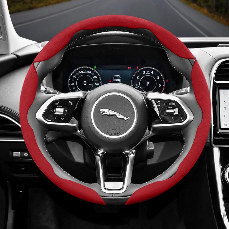 vcxja9 Suitable for Jaguar Anti-Slip Buckle Segmented Suede Steering Wheel Cover Suitable for Xf X250 Xe E Pace F Xj I 