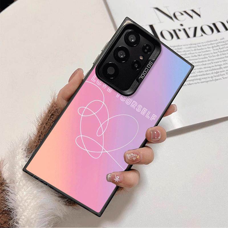 Love Yourself Flower Heart Line Kpop Shockproof Phone Case for Samsung Galaxy S26 Edge S25 Ultra S24 FE S23 Plus S21 Cover Anti