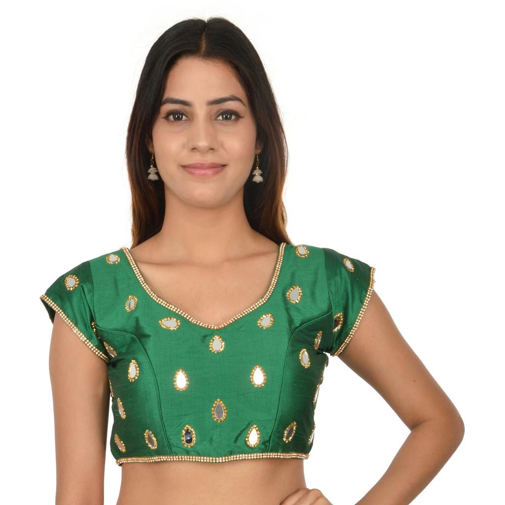 Women's Silk Blend Ethnic Blouse Indian Pakistani Wedding Party Wear Choli Dress