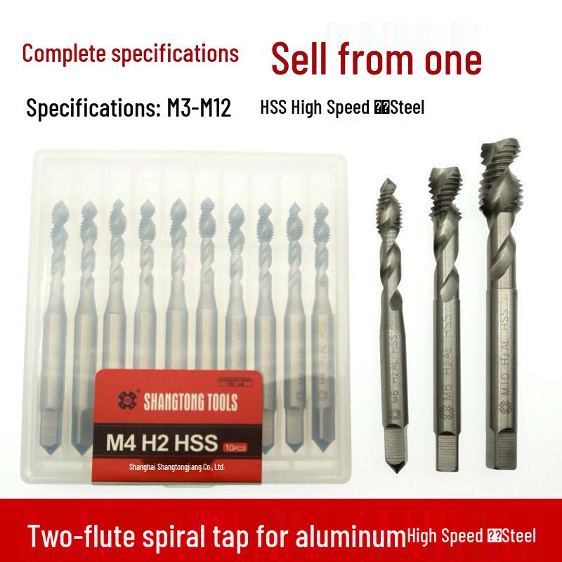 Aluminum High-Speed Steel M2 Two-Flute Spiral Tap