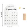 Acrylic Ramadan Advent Calendar White Mirror 30 Days Countdown Calendar DIY Crafts Wooden Base Eid Mubarak Decor