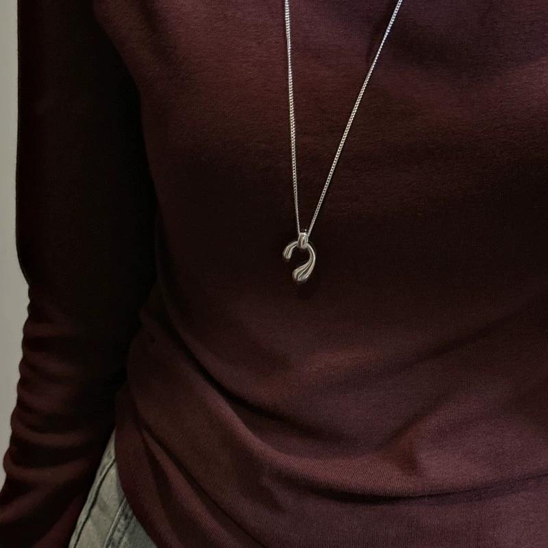 S925 Sterling Silver Korean Style Long Sweater Chain Water Drop Necklace Vintage Ins Style Personalized Long Necklace