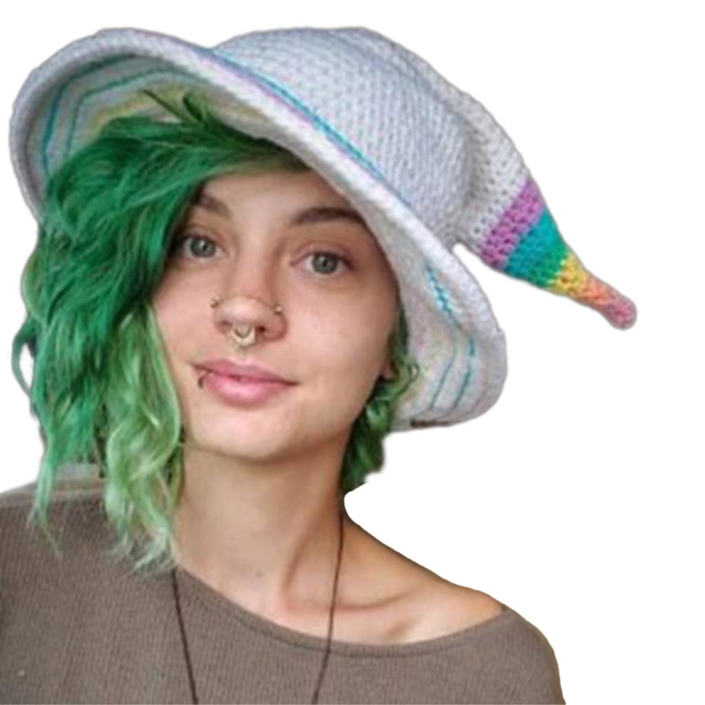 Knitting Witch Hat Costume for Women Men Teenagers for Party Decorations Crocheted Wizard Cap