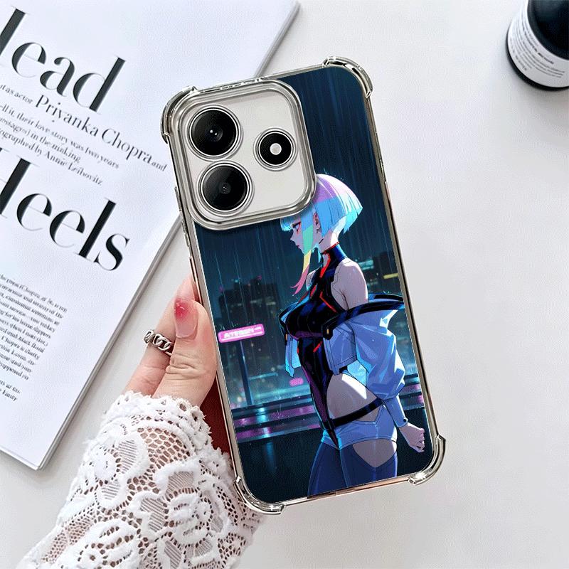 E-Edgerunners Anime Lucy Soft Phone Case For Xiaomi Redmi Note 14 15 Pro Plus 13 12 11S 11T 5G 10 9S 9 Plating Anti-Fall Fundas