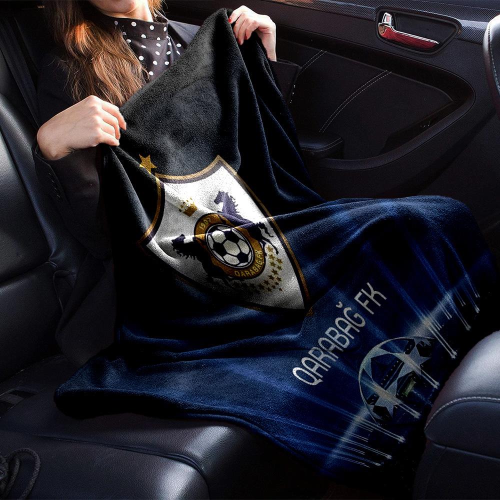 Soccer Team Qarabag Design Flannel Blanket, Soft Polyester, Modern Design, All-Season for Camping, Travel, Gifts for holidays or birthdays