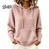 Damen Strick-Kapuzenpullover für Herbst Winter, Langarm Pullover Weicher Gerippter Saum Strickware mit Fronttasche, Einfarbige Lässige Kapuzenoberteil Oberbekleidung