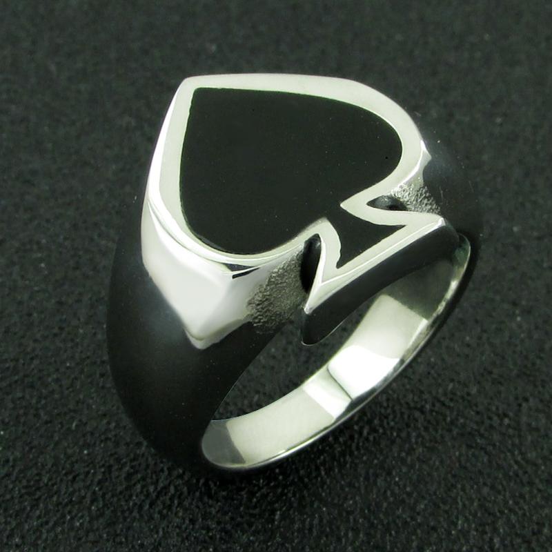 

Gothic Spades Lucky Ring for Man and Woman High Quality 316L Stainless Steel Enamel Painting No Fade Jewelry 7