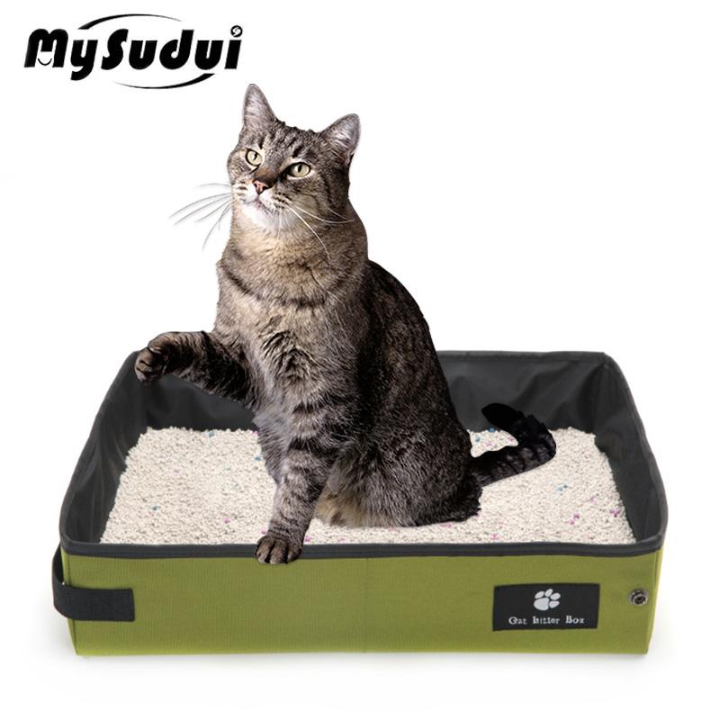 

MySudui Складной кошачий туалет Водонепроницаемый прочный кошачий туалет Портативный кошачий туалет Легко чистится Путешествия Чистящие средства для домашних животных