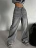 Fashion Vintage Denim Jeans Women Spring New Style Draped Straight Leg Loose High Waist Wide Leg Casual Pants