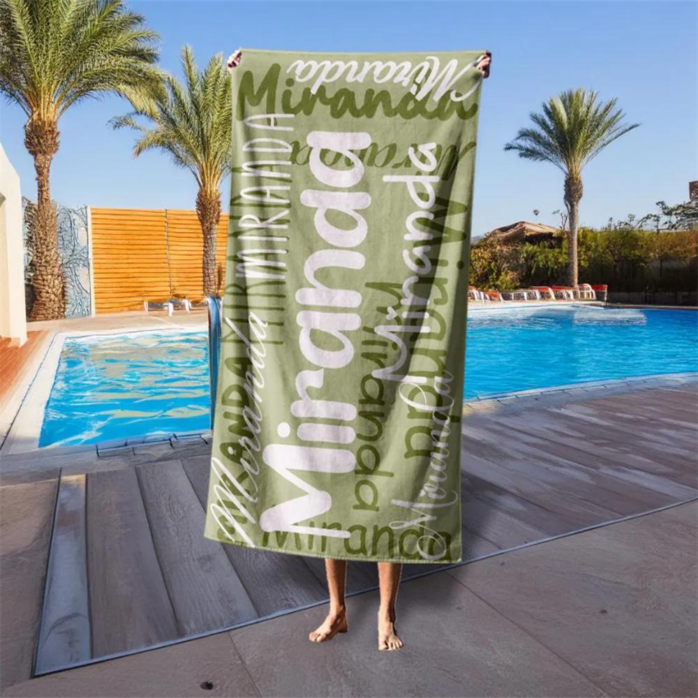 Asciugamano da Spiaggia Personalizzato con Nome, Asciugamani da Piscina Monogramma Sovradimensionati per Bambini/Adulti, Asciugamano Regalo per Festa di Addio al Nubilato, Vacanza di Compleanno
