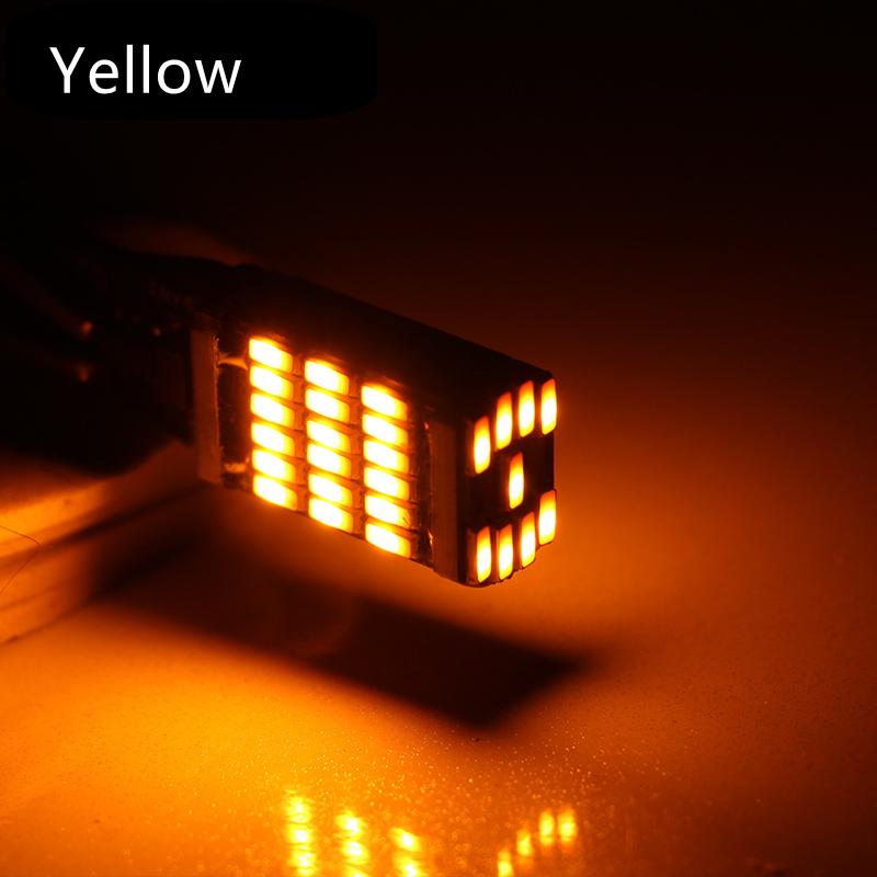 

2 шт., автомобильная лампа высокой мощности, белая, 12 В постоянного тока, автомобильный фонарь заднего хода T15 W16W 45 SMD 4014, лампа указателя поворота, светодиодная лампа Canbus жёлтый