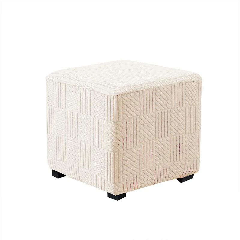 Elastic Square Ottoman Stool Cover Solid Color  Stretch Spandex Footrest Covers Footstool Dustproof Protect Case Home Decor