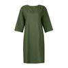 Women's Fashion -Color Dress 3/4 Sleeves V Neck Dress