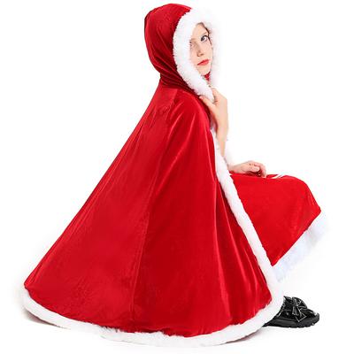 Kids Girls Santa Claus Xmas Red Yellow Hooded Cloak Shawl Children Christmas New Year Cosplay Costumes Kindergarten Performance Role Play Outfit
