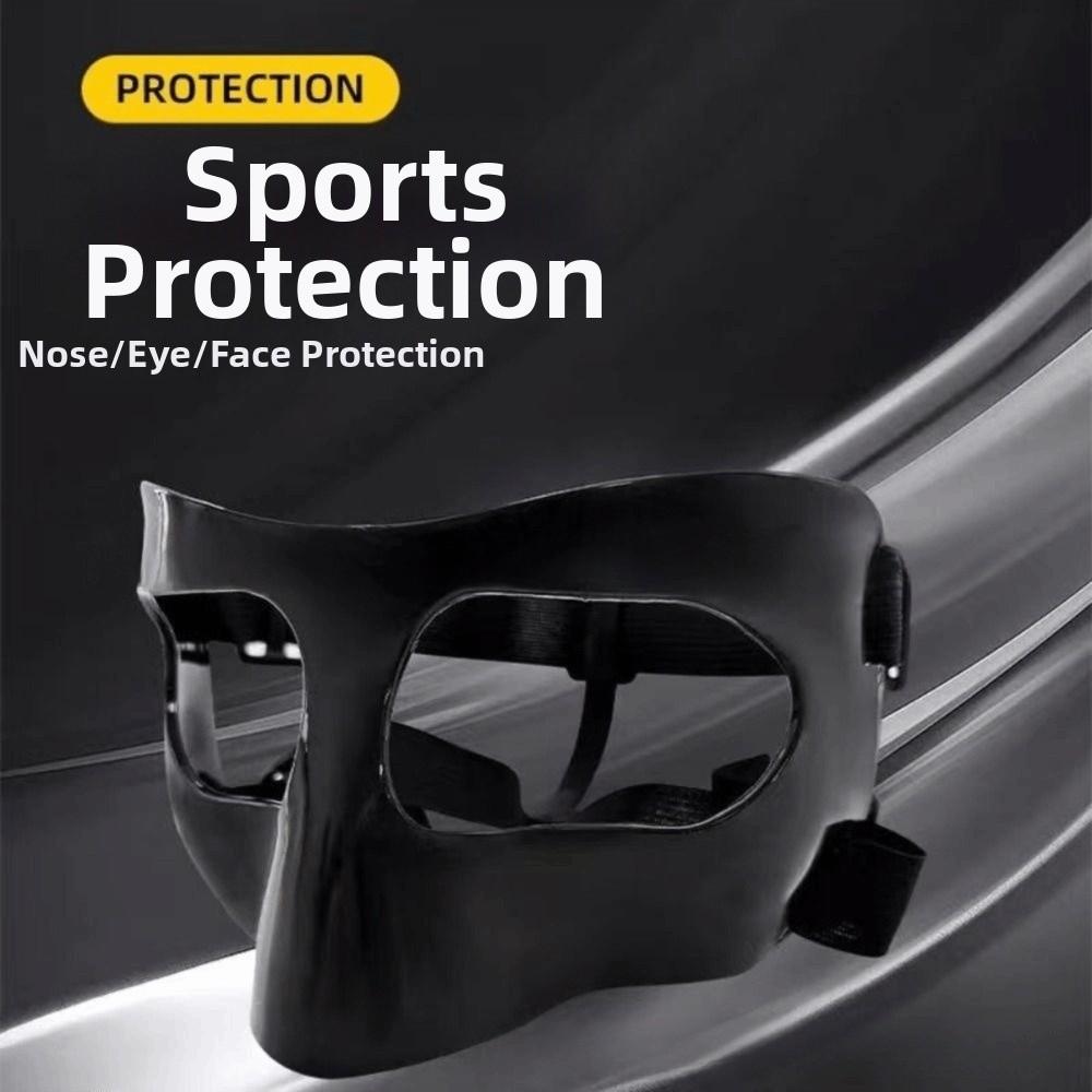 Elastic Strap Basketball Face Mask Black/Clear Nose Protector  Basketball Sports