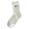 5 Pairs of Female Spring and Autumn Lovely Sweet Bubble Mouth Lace Eyes Expression In The Tube Pile Socks