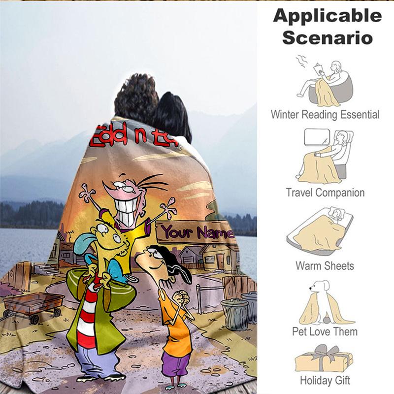 Custom Name Blanket Edd Eddy Adventure Blanket Bedding Blanket for Travel, Camping, Living Rooms, Offices, Sofas, Fan Christmas gift