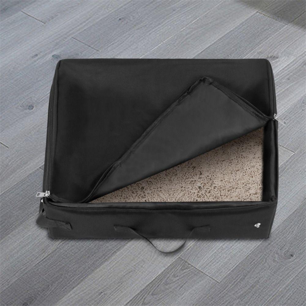 

with Lid and Handle Foldable Cat Litter Box Folding Cat Litter Potty Dog Toilet Tray Travel чорний