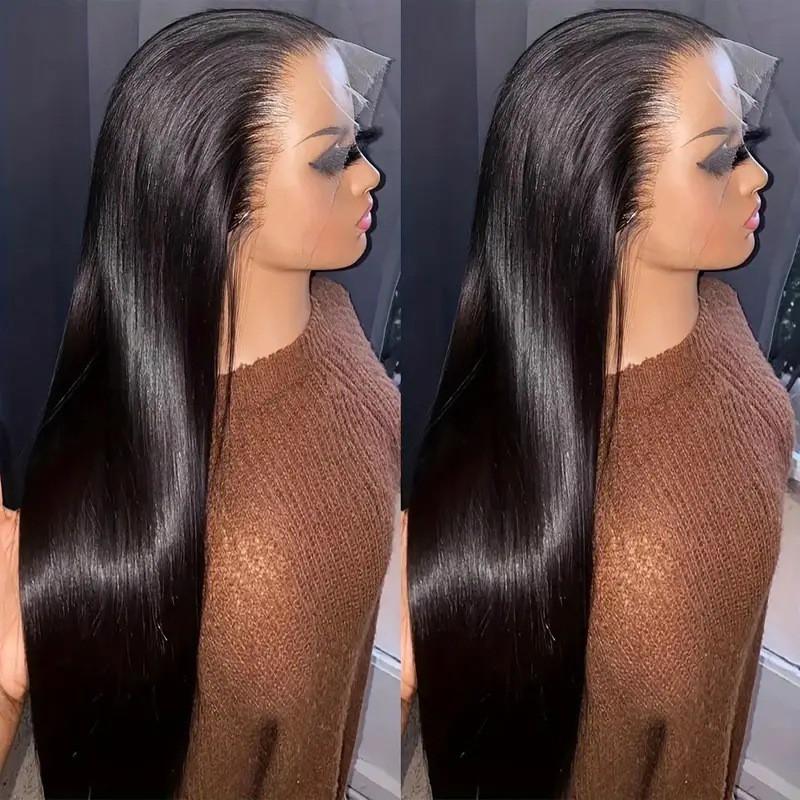 Peluca Recta con Encaje Frontal para Mujer con Raya Pieza de Cabello Sintético Aspecto Natural Todas las Formas de Rostro