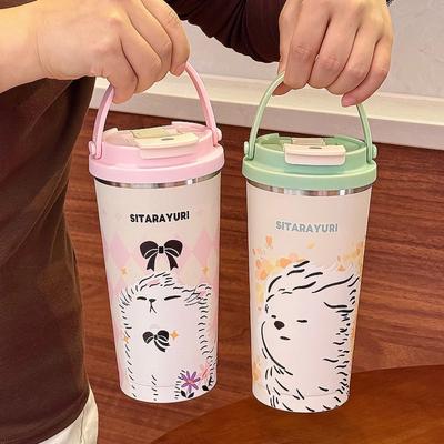 Cupa Termică Capibara Desene Animate Drăguță 560ml Sticlă de Apă Izolată din Oțel Inoxidabil cu Mână Etanșă Cupă cu Băutură Dublă