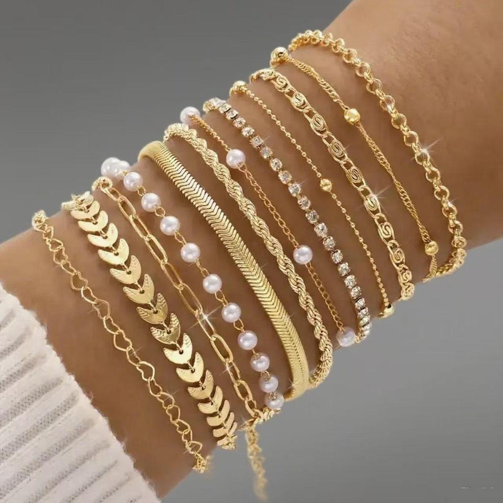 Set di Braccialetti a Catena Ossa di Serpente in Metallo Retrò con Chiusura OT per Donna - Stile Hip Hop Europeo e Americano