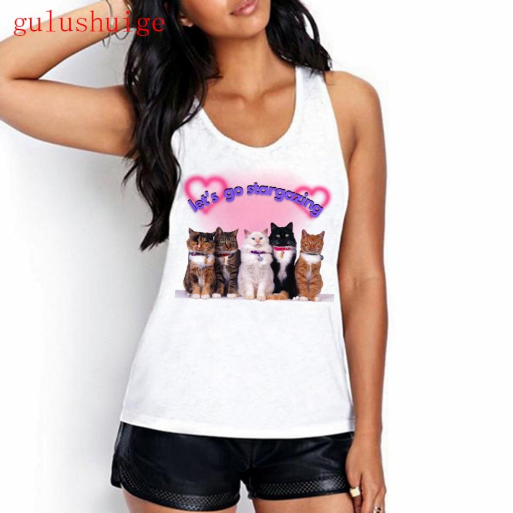Sweet Girls Tank Top Funny Cat T Shirt Women Vest Women Shirt Ulzzang T-shirt 90s Tshirt Top Tee Female Shirt