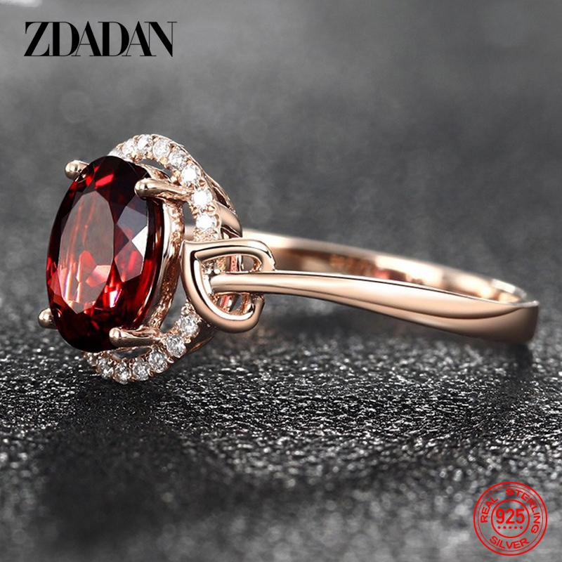 

925 Sterling Silver Big Oval Ruby Zircon Ring for Women Temperament Jewelry Accessories Gift 10