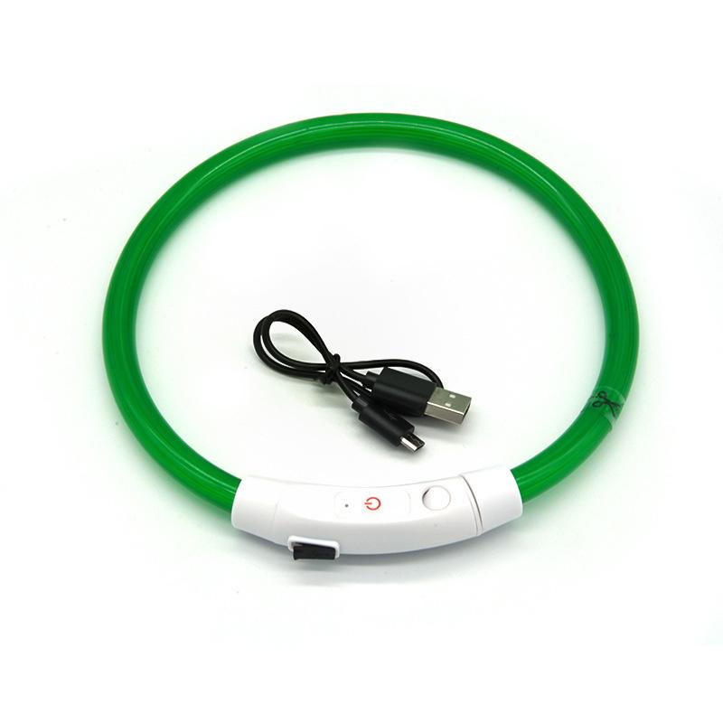USB Rechargeable LED Fiber Optic Collar for Pets Luminous Anti-Lost Dog Accessory Outdoor Light Collar