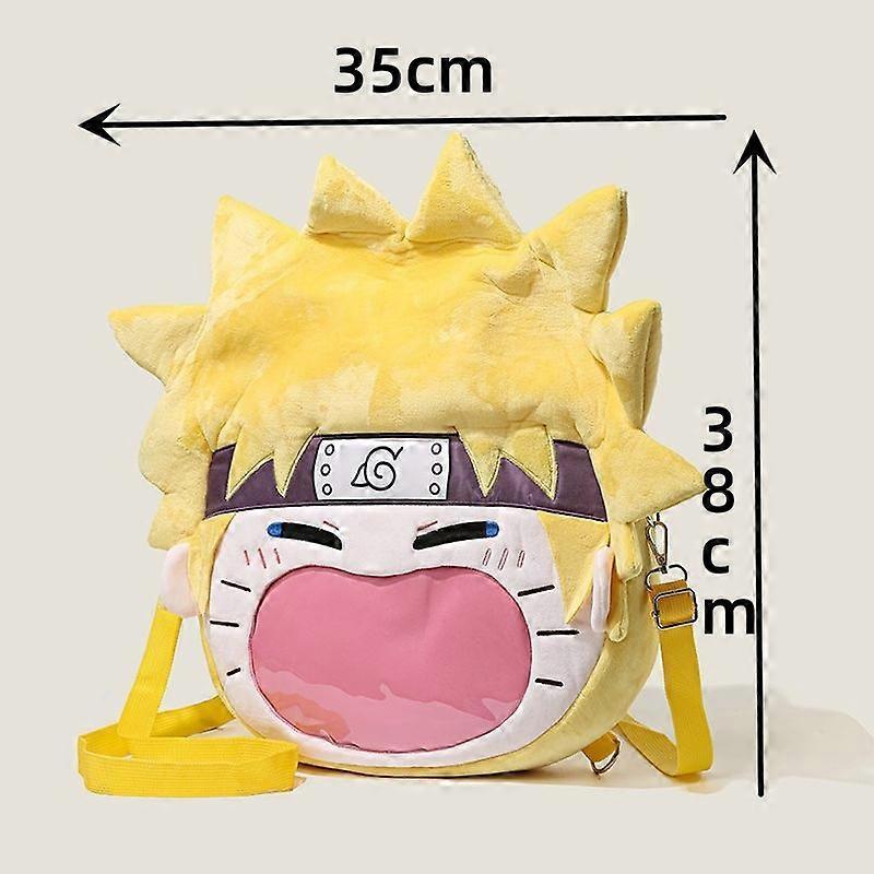 Uzumaki Naruto Itabag Anime Two-dimensional Plush Backpack Cartoon Big Mouth Smiley Transparent Display School Bag Gifts