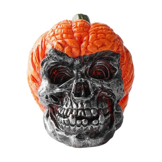 Yousheng Skeleton Pumpkin Ornaments, Resin Durable Halloween Decorations, Retro Dark Style Table Decor, for Party Window