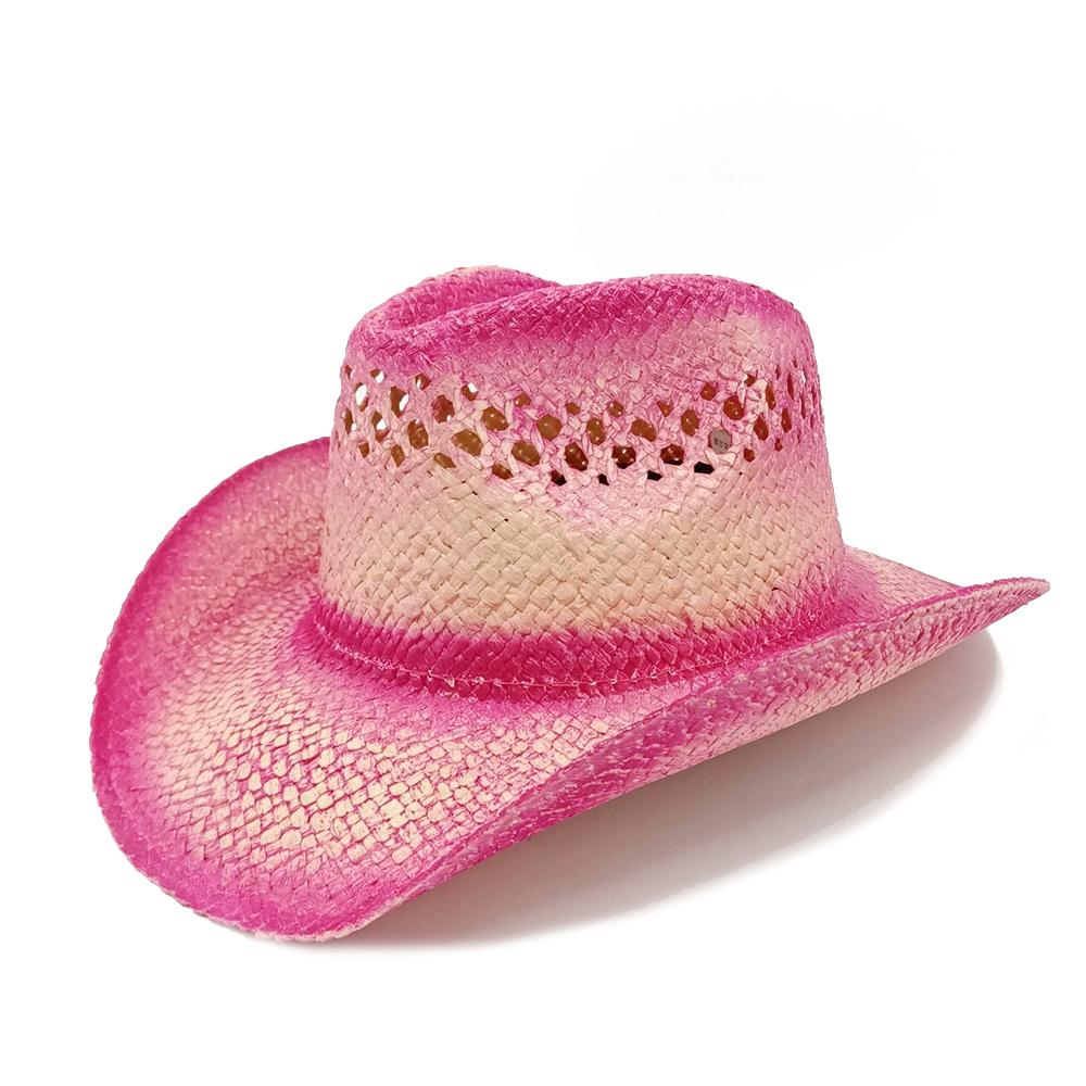 Western cowboy hat straw hat men and women beach sun hat retro gentleman ladies cowboy jazz outdoor travel summer new cowboy hat S56-58cm