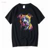 Men's Graphic T-shirt Cotton Crew Neck Colorful American Staffordshire Terrier Amstaff Art Dog Face T Shirt Size M 4XL Vintage Washed Unisex,gift,Top