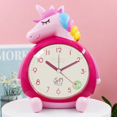 Creative Digital Rainbow Unicorn Clock Student Gift Dual Music Snooze Night Light Cartoon Children's Alarm Clock